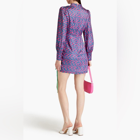 OLIVIA RUBIN Nicole Mini Pink and Blue Long Sleeve Dress Size 4 - Picture 3 of 16